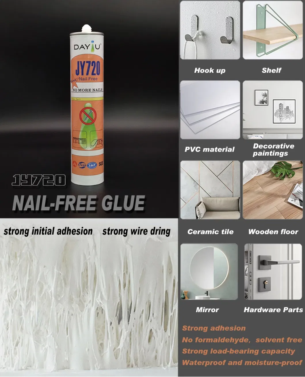 Multi-Purpose Strong Bonding Nail Free Adhesive All Purpose Epoxy Glue Wall Flooring Liquid Nail Adhesive